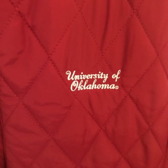 University Of Oklahoma Crable For Her Womens Vest Red Quilted Zip Mock Neck L - Picture 2 of 7